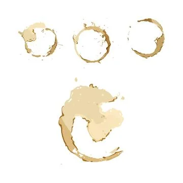Coffee stains creating grunge texture on white background Stock Illustration