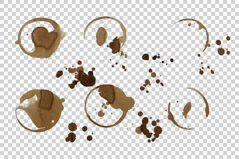 Coffee stains isolated transparency background. Stock Illustration