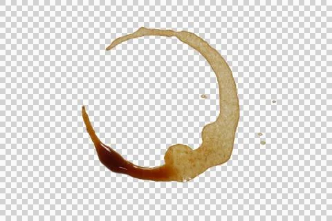 Coffee stains isolated transparency background. Photos