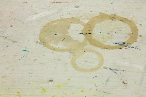 Coffee stains on a table background Stock Photos