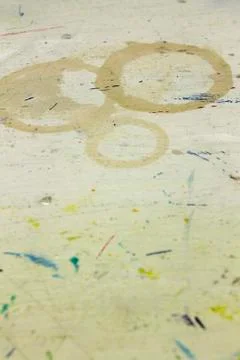 Coffee stains on a table background Stock Photos