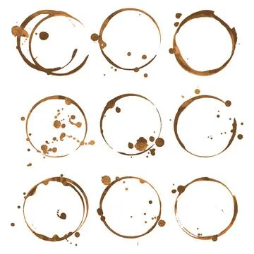 Coffee stains. Traces coffee splashes set. Vector. Stock Illustration