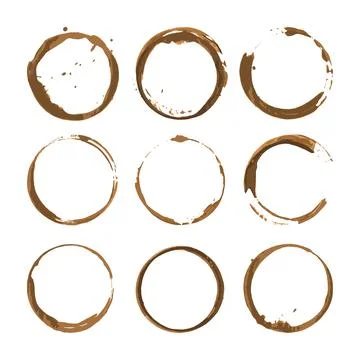 Coffee stains. Traces coffee splashes set. Vector. 库存插图