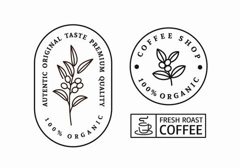 Coffee stamp with text and coffee branch Illustrazione stock