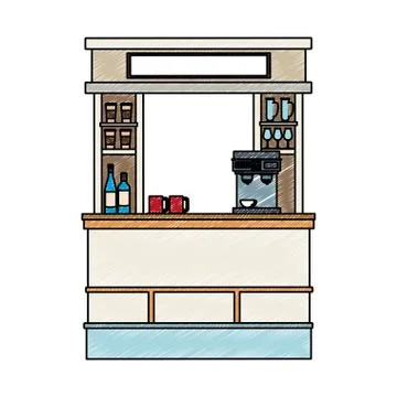 Coffee stand isolated scribble Ilustración de archivo