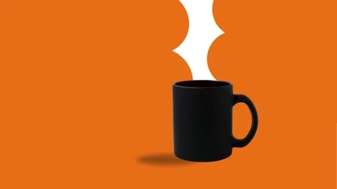 Coffee steam animation. Steam rises from a black cup of hot coffee. Stock Footage 281699272