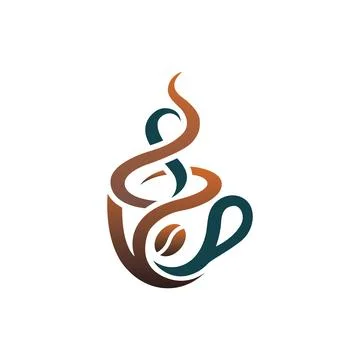 Coffee Steam Logo Design for Cafe and Beverage Business Brand Stock Illustration