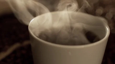 Coffee with steam in slow motion Stock Footage 76100342