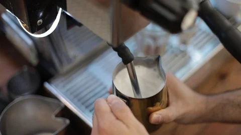 Coffee steaming milk Stock Footage 92056915