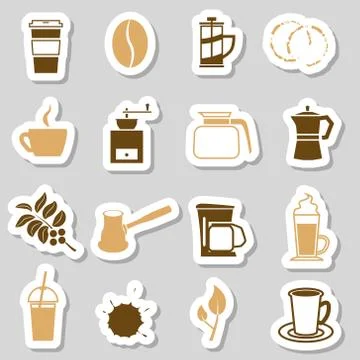 Coffee stickers Stock Illustration