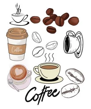 Coffee  stickers Stock Illustration