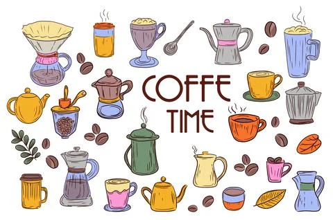 Coffee Stickers Set Stock Illustration