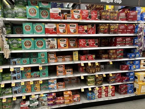 Coffee on store shelves Stock Photos