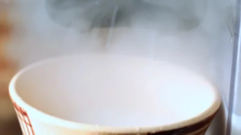 Coffee stream from professional machine in cup, making cappuccino Stock Footage 124530792