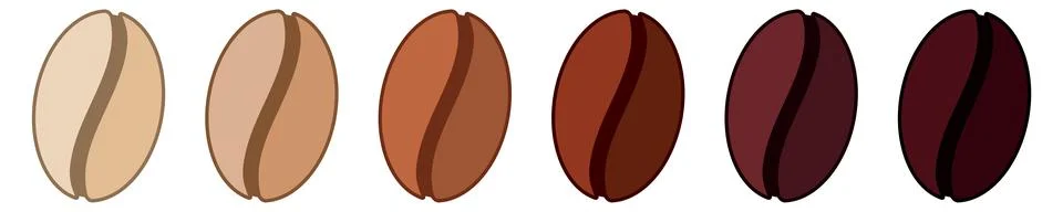 Coffee strength scale, different colour beans to show intensity or roast Stock Illustration