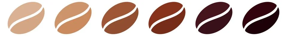 Coffee strength scale, different colour beans to show intensity or roast Stock Illustration