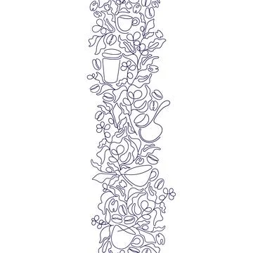 Coffee strip, seamless pattern. Abstract line art Stock Illustration