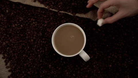 Coffee with sugar in slow motion Stock Footage 76100791