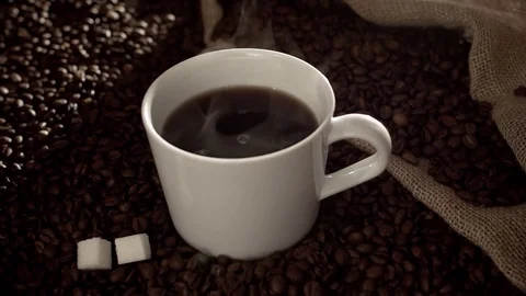 Coffee with sugar in slow motion Stock Footage 76201061