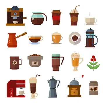 Coffee symbols set. cup vector icons Stock Illustration
