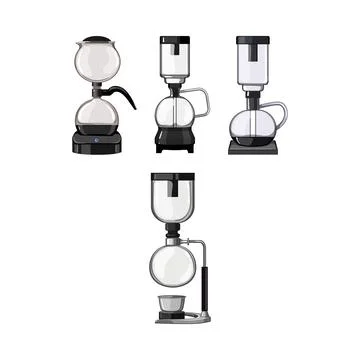 Coffee syphon maker collection vacuum brewing method Illustrazione stock