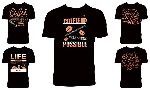 Coffee T Shirt Design Bundle Stock Illustration