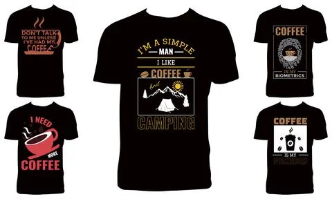 Coffee T Shirt Design Bundle Stock Illustration