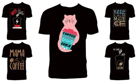 Coffee T Shirt Design Bundle Stock Illustration