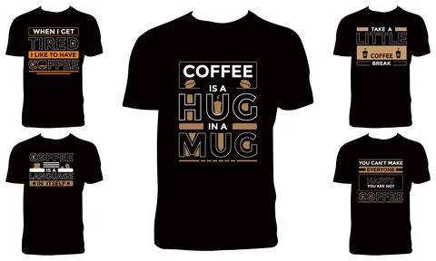Coffee T Shirt Design Bundle Stock Illustration
