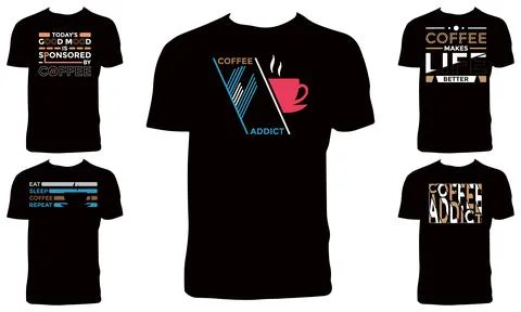 Coffee T Shirt Design Bundle Stock Illustration