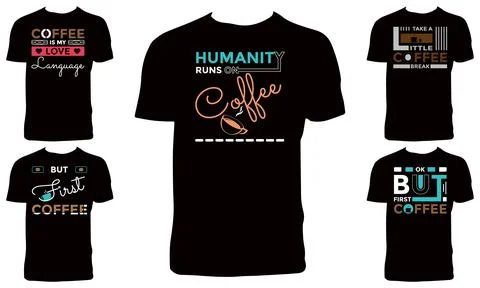 Coffee T Shirt Design Bundle Stock Illustration