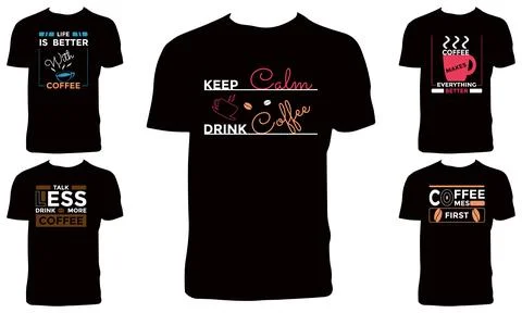 Coffee T Shirt Design Bundle Stock Illustration