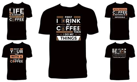 Coffee T Shirt Design Bundle Stock Illustration