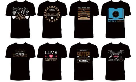Coffee T Shirt Design Bundle Stock Illustration