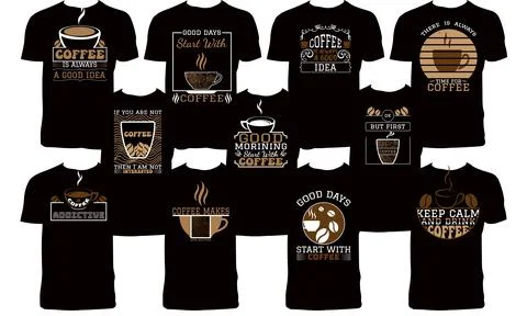 Coffee T Shirt Design Bundle Stock Illustration