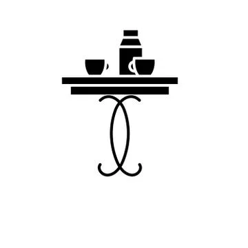 Coffee table black icon, vector sign on isolated background. Coffee table Illustrazione stock