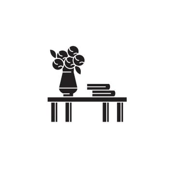 Coffee table black vector concept icon. Coffee table flat illustration, sign 스톡 일러스트