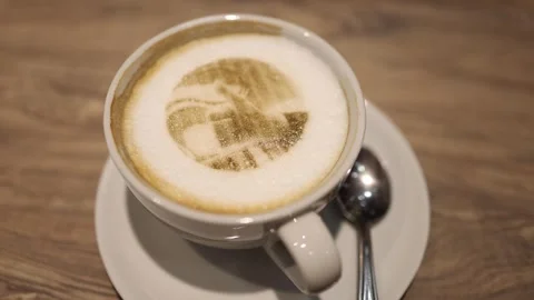 Coffee on the table in the coffee shop all in minimalist style Stock Footage 297198362