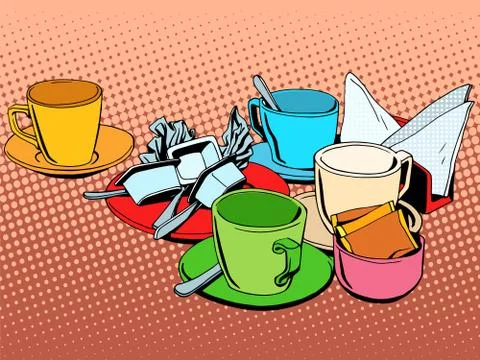 Coffee table with cups Stock Illustration