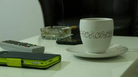 Coffee on Table Stock Footage 68171197