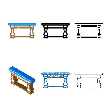 Coffee table forms home interior color icon vector 库存插图