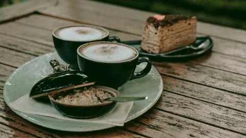 Coffee table in a garden Stock Photos