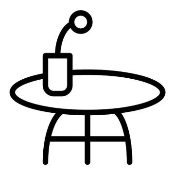Coffee table line icon. Small table with flower vector illustration isolated on Illustrazione stock