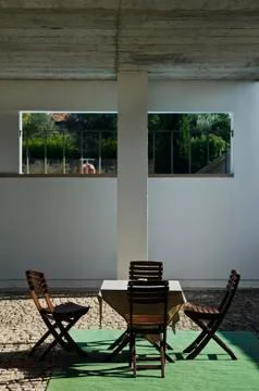 Coffee table in the patio Stock Photos