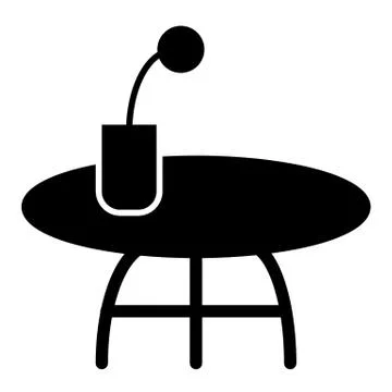Coffee table solid icon. Small table with flower vector illustration isolated on 스톡 일러스트