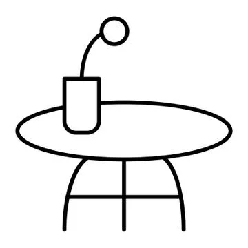 Coffee table thin line icon. Small table with flower vector illustration Stock Illustration
