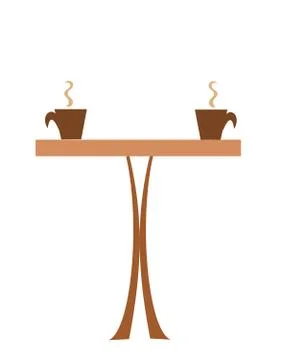 Coffee table with two cups of steaming coffee Stock Illustration