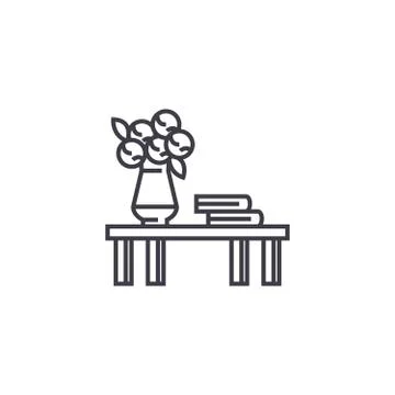 Coffee table vector line icon, sign, illustration on background, editable Illustrazione stock