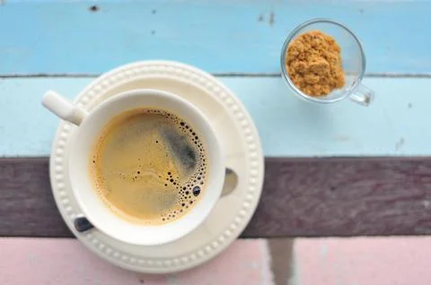 Coffee on table wood Stock Photos