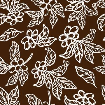 COFFEE TABLECLOTH Sketch Seamless Pattern Vector Illustration Stock Illustration